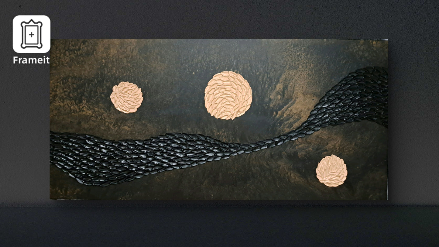 Celestial Currents • 24"x48" Original Acrylic & Mixed Media Painting • Cosmic Fantasy Wall Art • Lorewoven Art by Cathie Gall