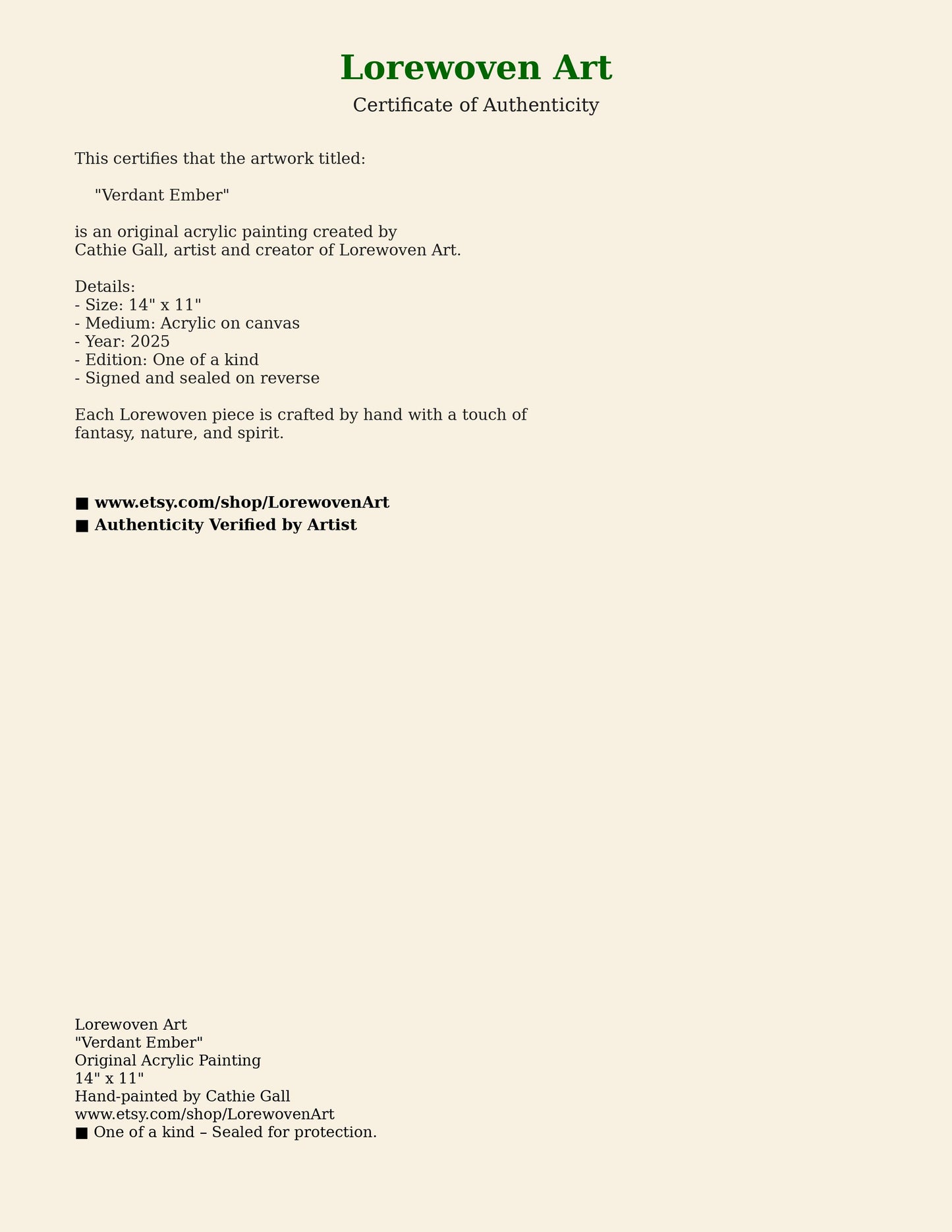 Verdant Ember – 14"x11" Original Acrylic Abstract Painting | Whimsical Lore Fantasy Forest Wall Art | One of a Kind by Lorewoven Art