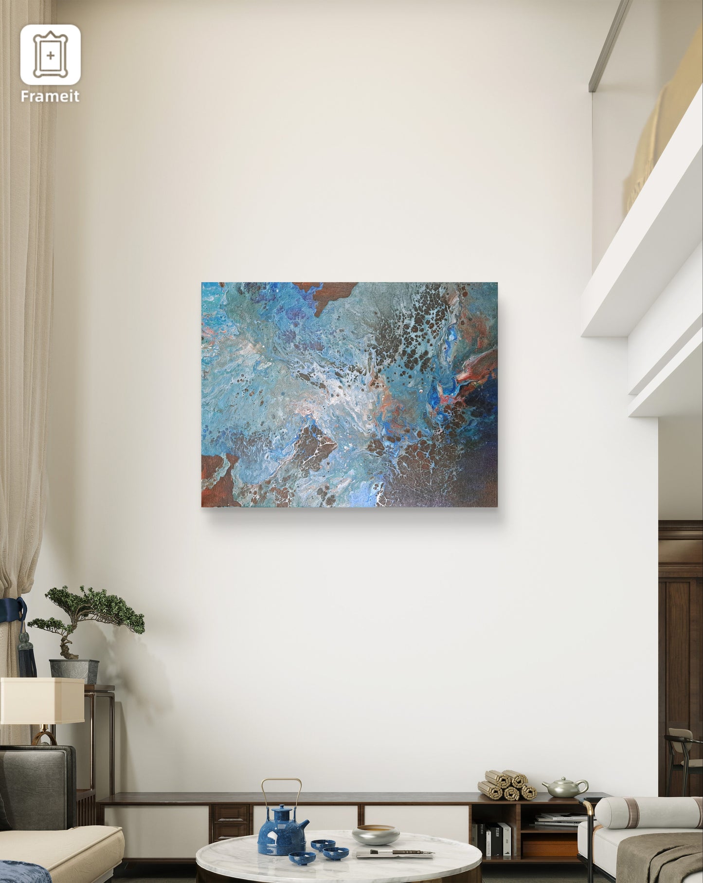 Tide of the Aether – Original 16x11 Abstract Acrylic Painting | Fantasy Fluid Art on Canvas | Cosmic Ocean Earth Wall Decor | Lorewoven Art