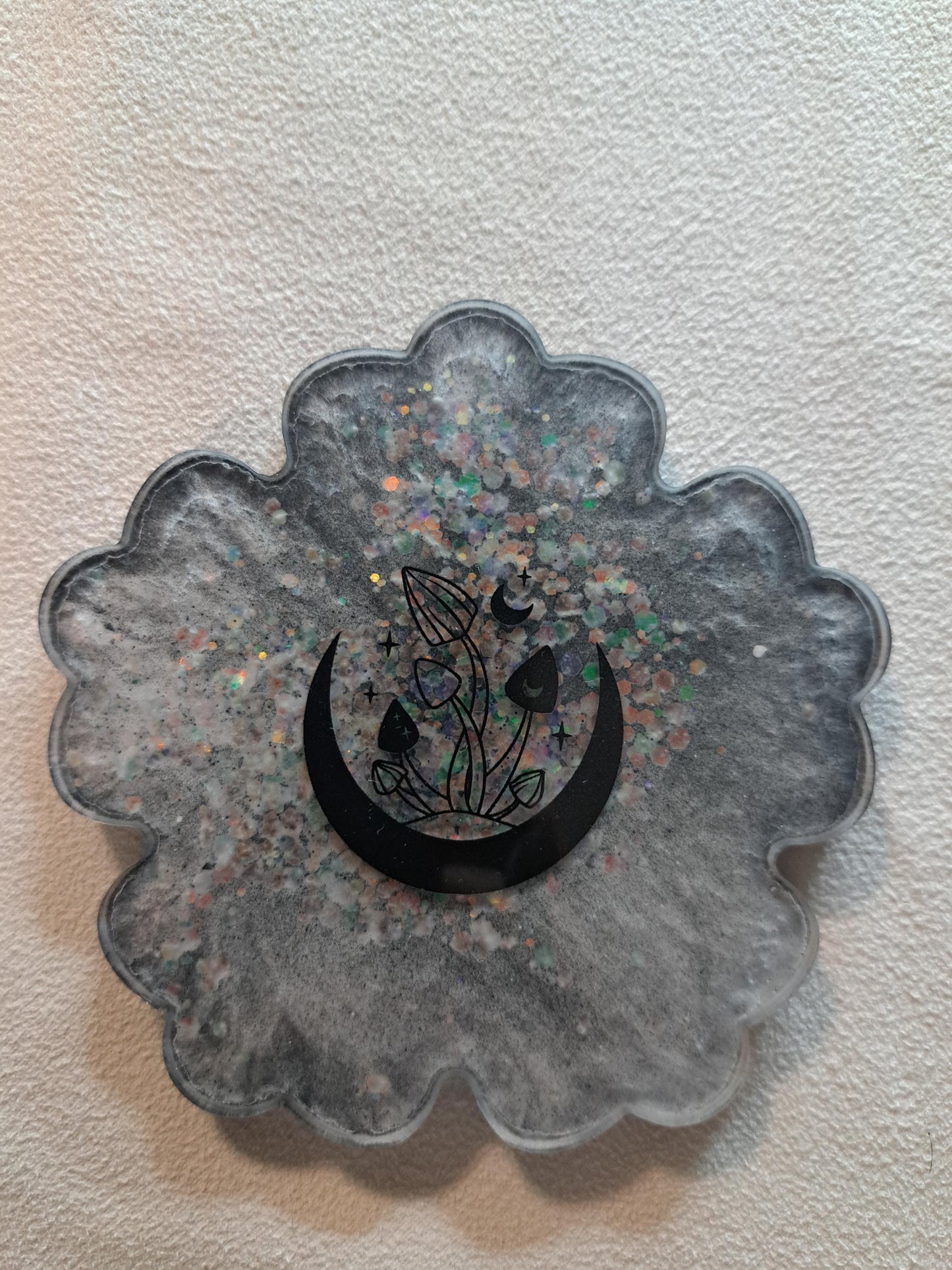 Metaphysical Resin Coaster Set of 4 – Moon & Crystal Designs | Mystical Celestial Drink Coasters | Witchy Home Altar Decor