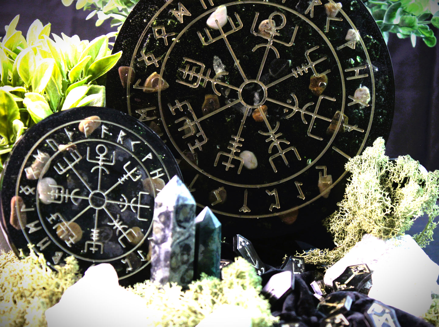 Elder Futhark Rune Divination Set, Full Ritual Bundle, Resin Runes, Divination Board, Velvet Pouch, Lorewoven Art