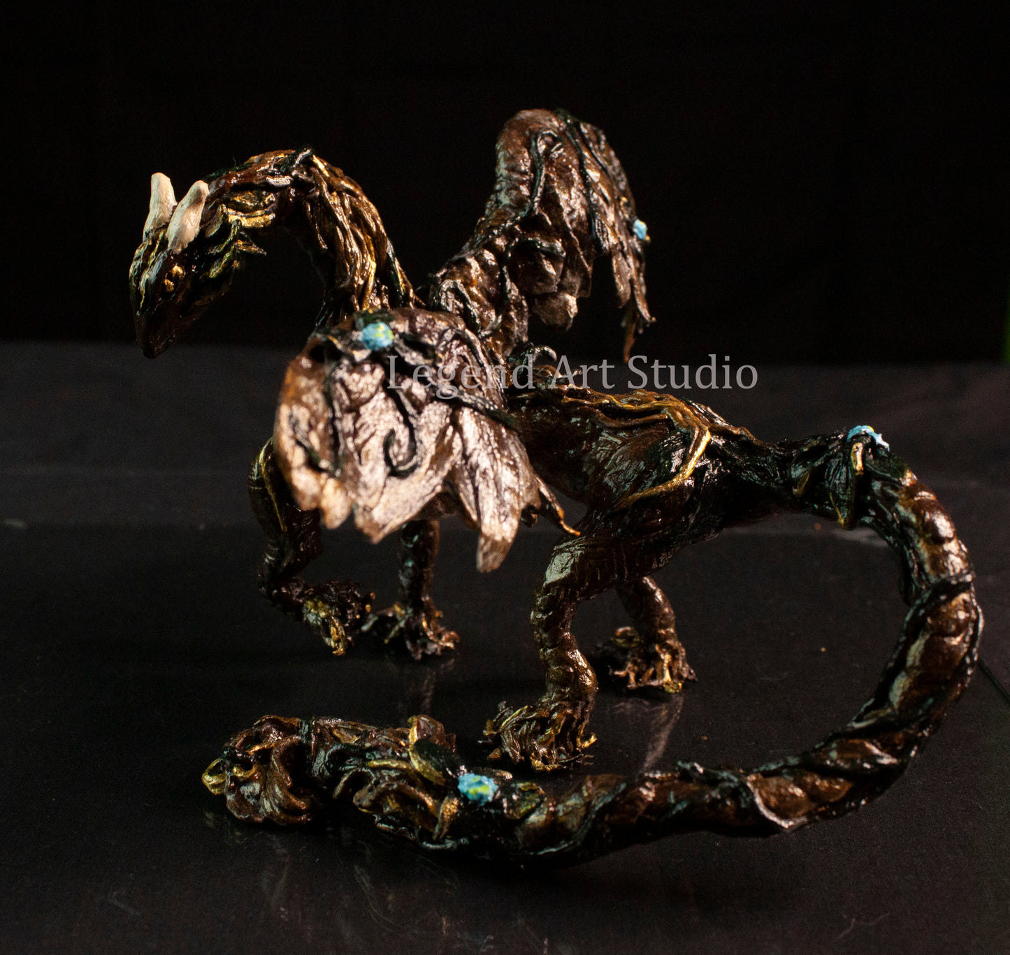 Sarafina – Woodland Dragon Sculpture | OOAK Handsculpted Fantasy Creature by Lorewoven Art