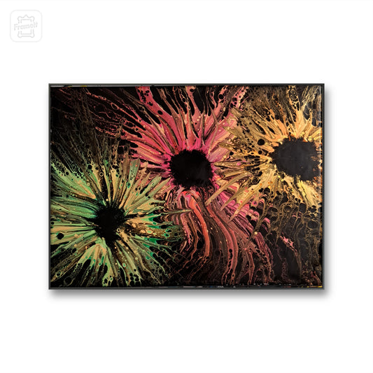 Celestial Bloom – Original Cosmic Floral Painting | Fantasy Wall Art | 16x11 Acrylic Canvas by Lorewoven Art