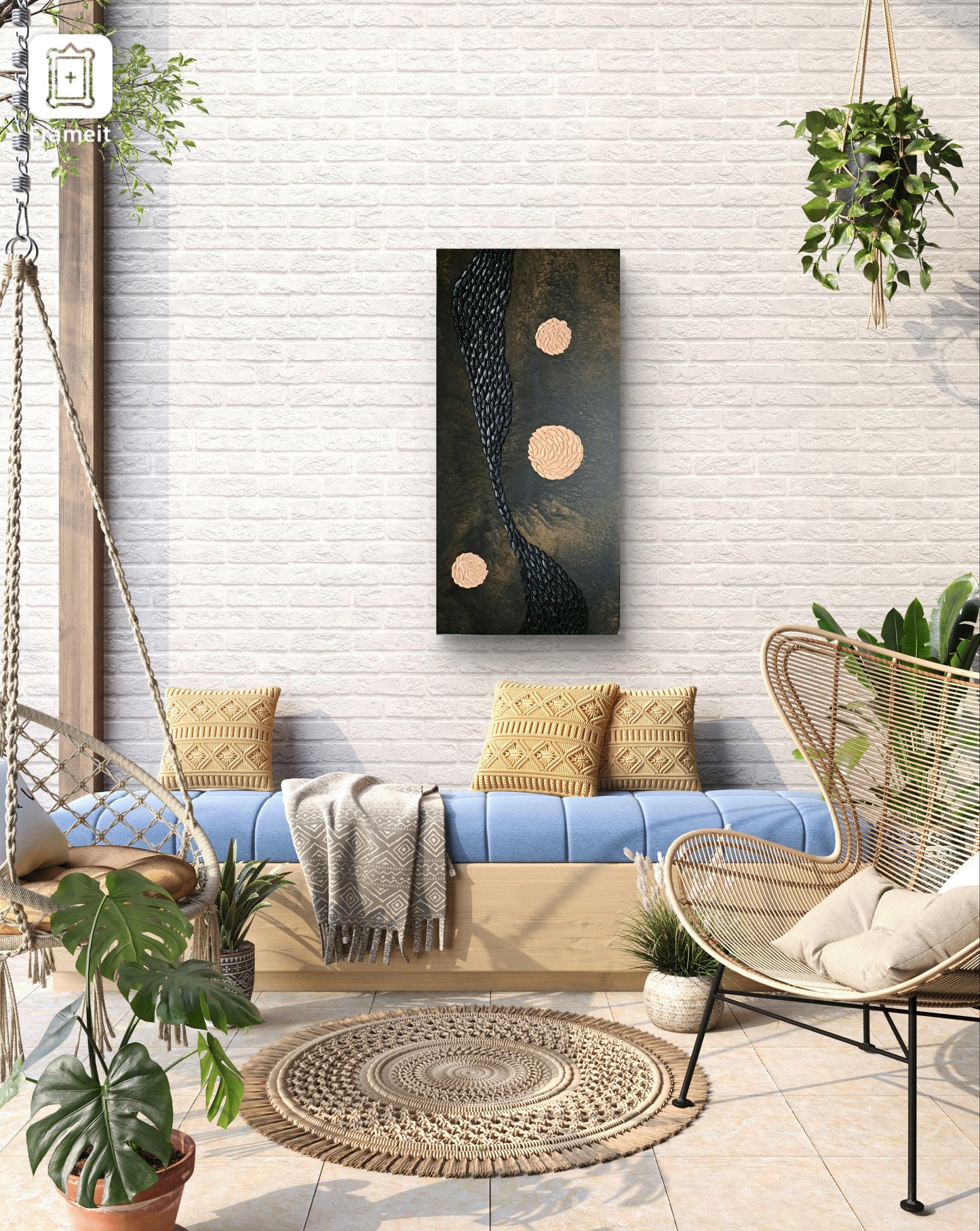 Celestial Currents • 24"x48" Original Acrylic & Mixed Media Painting • Cosmic Fantasy Wall Art • Lorewoven Art by Cathie Gall