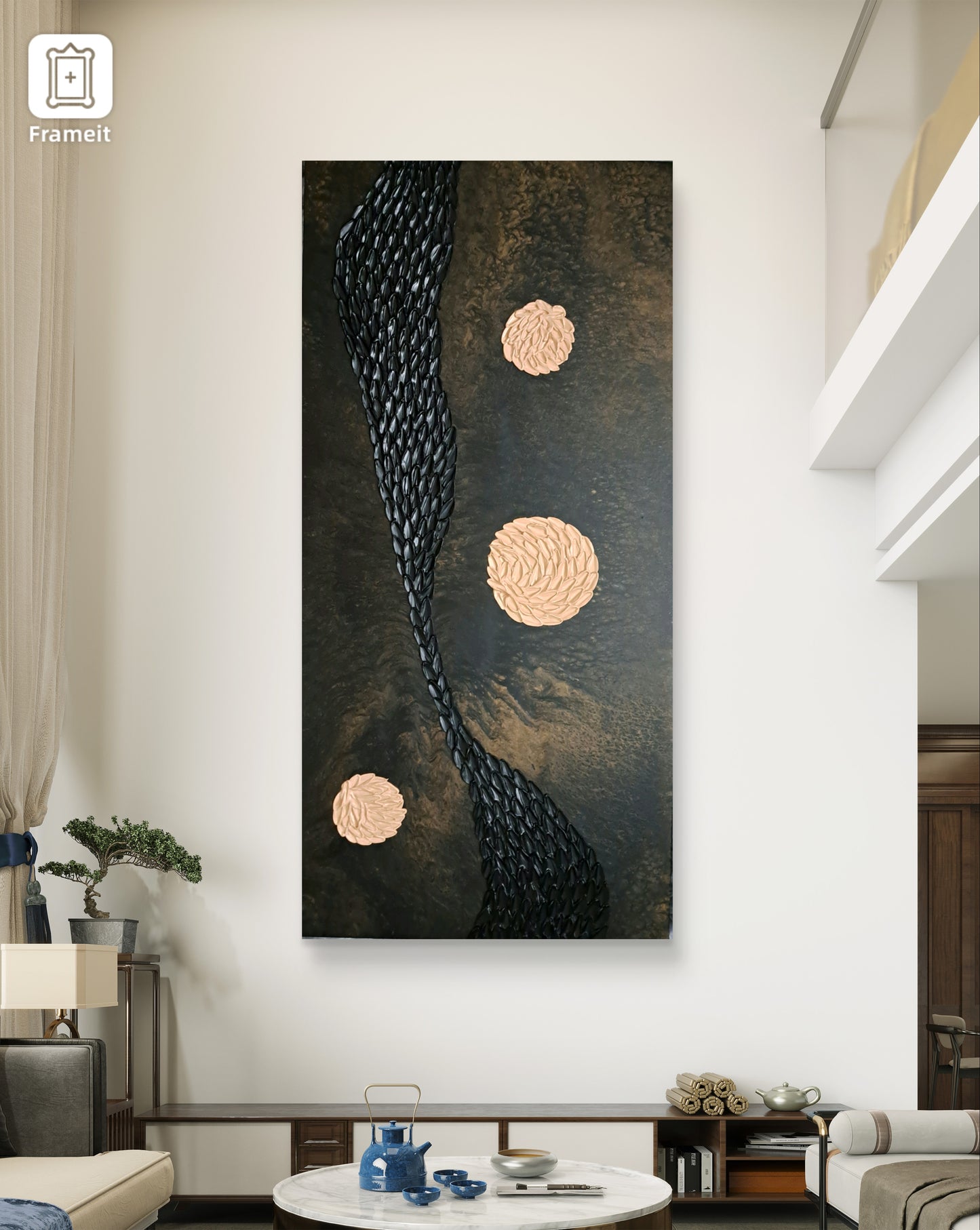 Celestial Currents • 24"x48" Original Acrylic & Mixed Media Painting • Cosmic Fantasy Wall Art • Lorewoven Art by Cathie Gall