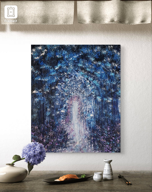 The Veil Beyond - 11 x 14 Original Fantasy Forest Painting | Mystical Twilight Acrylic Portal Art | One-of-a-Kind Lorewoven Piece