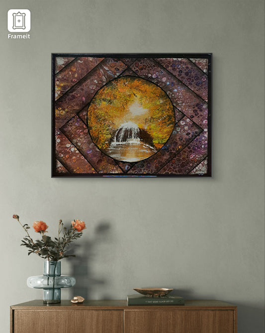 Whispers of Autumn Falls - Original Fantasy Acrylic Painting |  Autumn Forrest Wall Art | Mystical Woodland Decor | Lorewoven Art