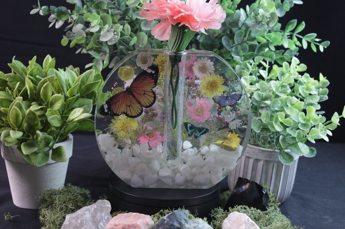 Resin Plant Propagation Station – Floral Crystal Vase for Cuttings – Botanical Decor – Lorewoven Art