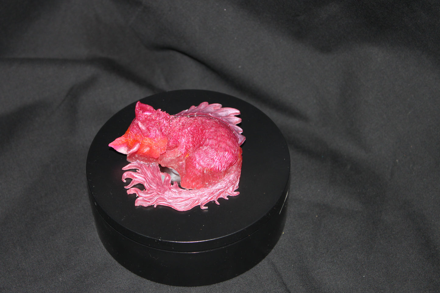 Resin Dragon Kitty – Fantasy Creature Figurine, Sleeping Baby Dragon Cat – Lorewoven Oddities