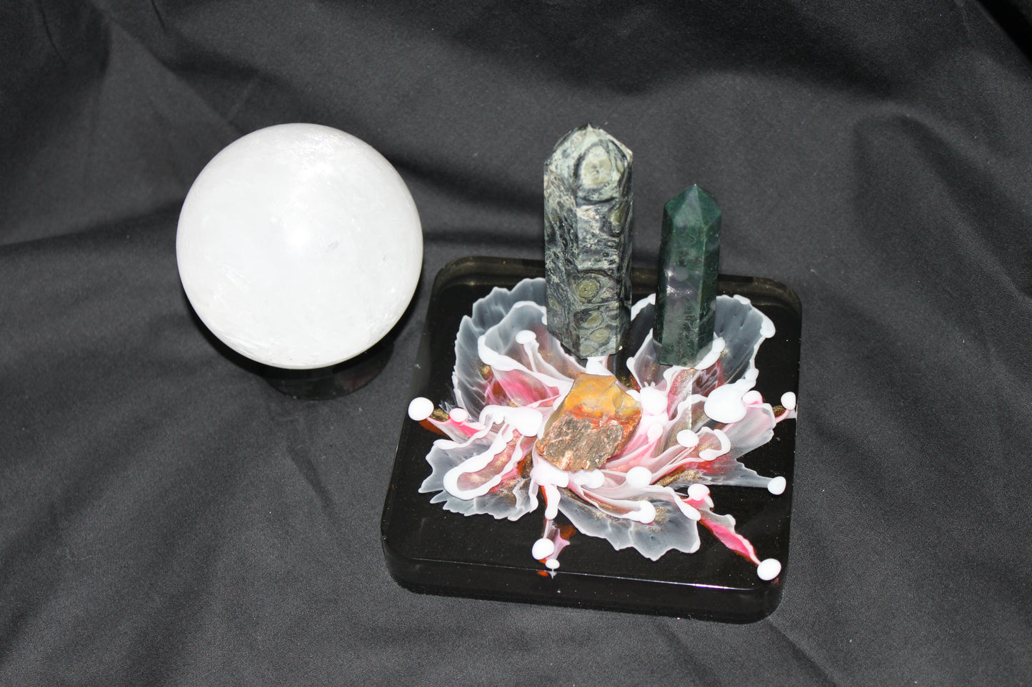 Mystic Resin Coaster or Altar Tile – 4.5” Premium Art Piece with Elemental, Bloom, or Crystal Design