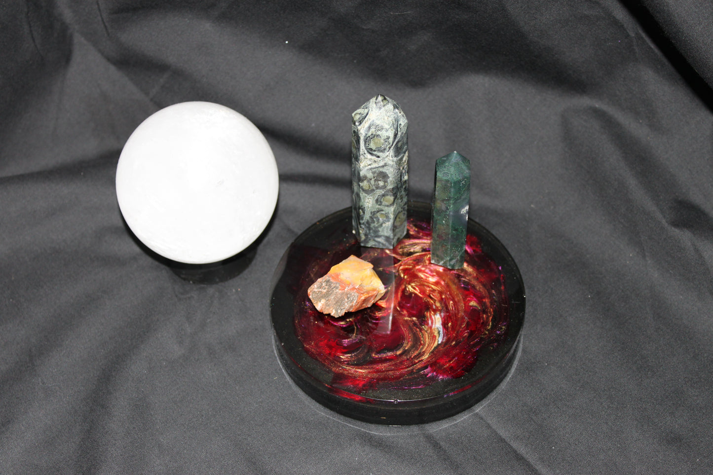 Mystic Resin Coaster or Altar Tile – 4.5” Premium Art Piece with Elemental, Bloom, or Crystal Design