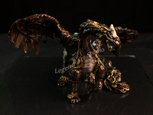 Sarafina – Woodland Dragon Sculpture | OOAK Handsculpted Fantasy Creature by Lorewoven Art