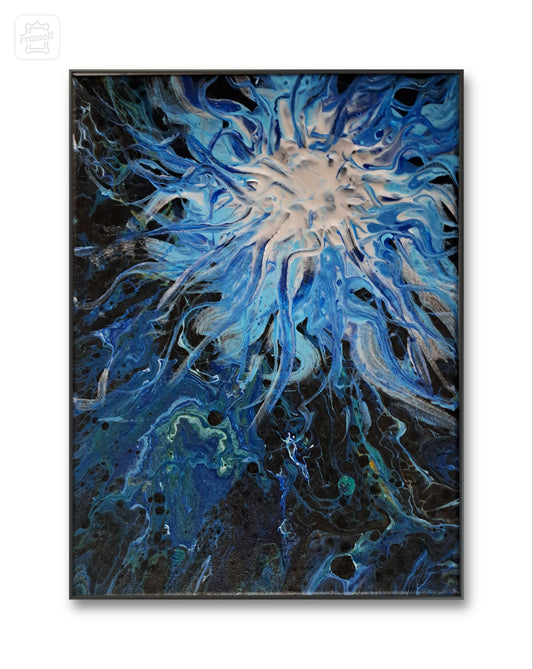 Luminus Abyss – 12x9 Original Abstract Cosmic Painting | Celestial Energy Wall Art | Lorewoven Fantasy Decor by Cathie Gall