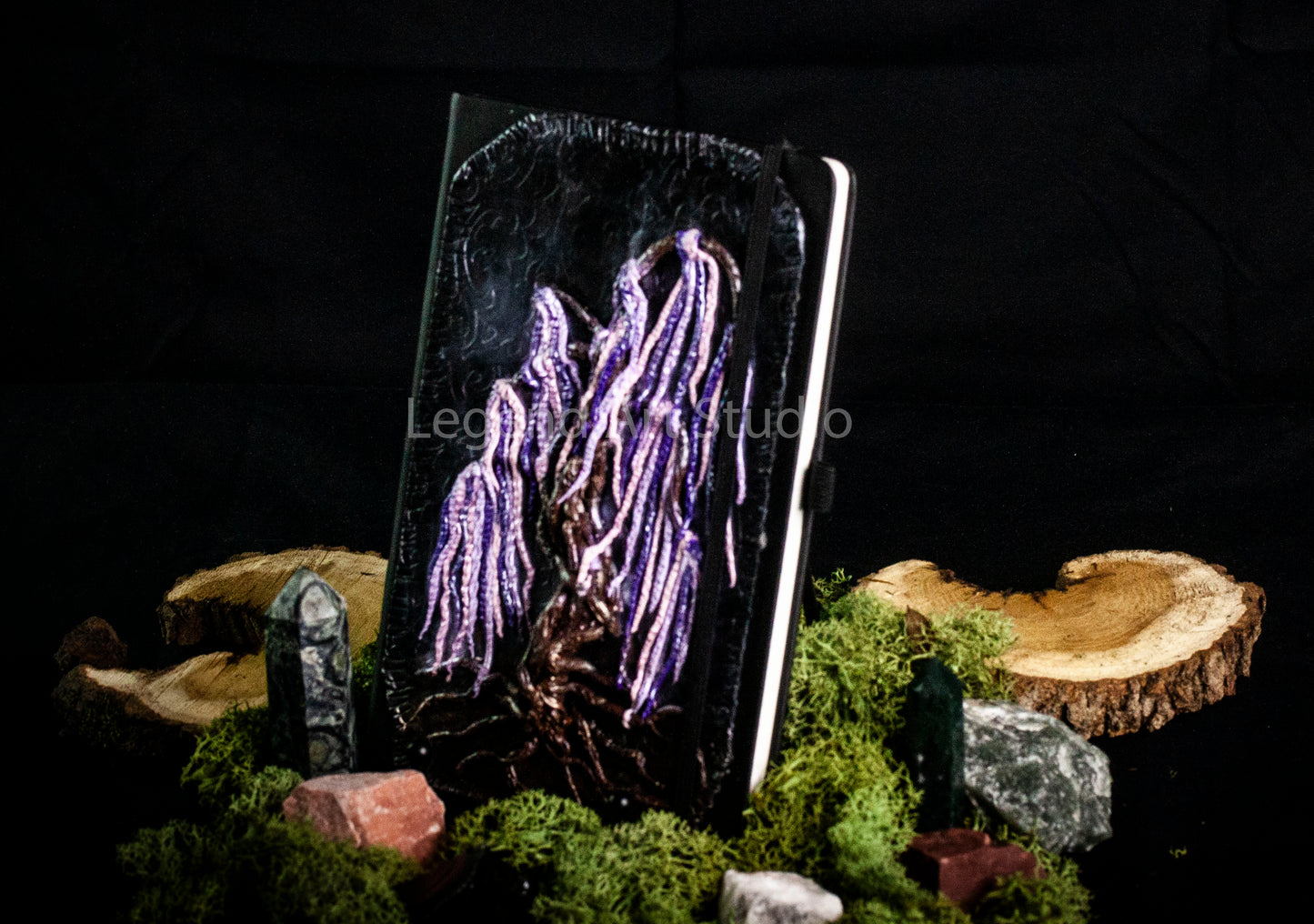 Tree of Souls Fantasy Journal – Avatar-Inspired Polymer Clay Notebook | Bioluminescent Forest Sketchbook | OOAK Spiritual Journal