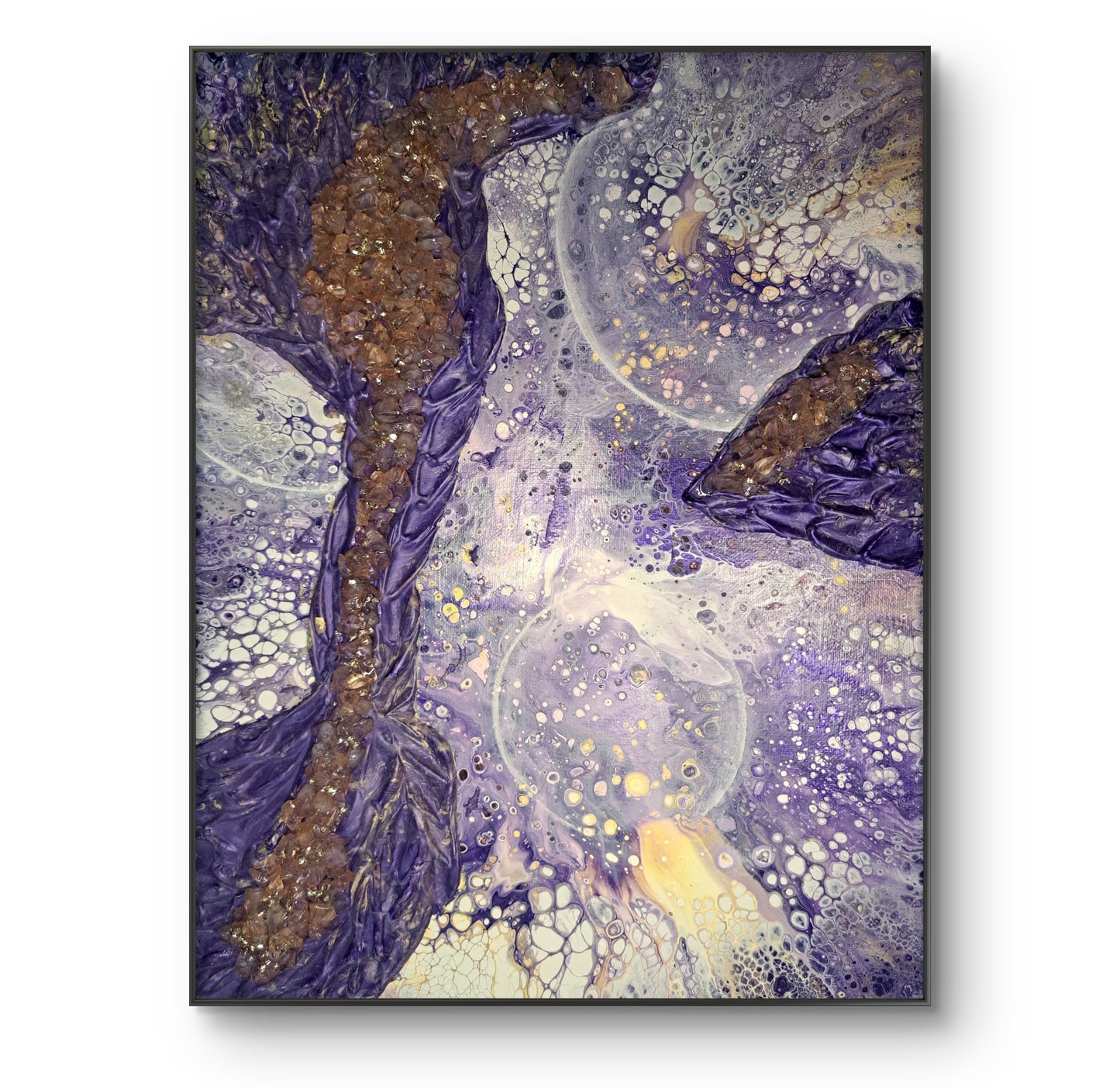 Wandering Worlds – Original 16x11 Fantasy Acrylic Painting | Purple Galaxy Crystal Canvas Art | Cosmic Abstract Home Decor | Lorewoven Art