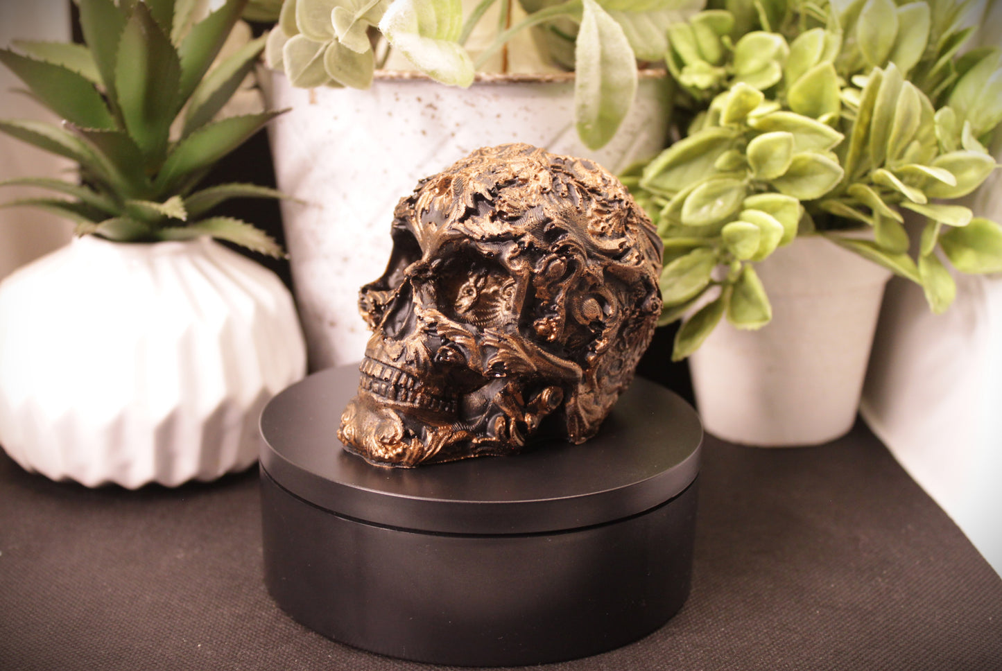 Arcane Resin Skull – Gothic Decor, Witchy Altar Skull, Dark Academia Shelf Accent – Lorewoven Oddities