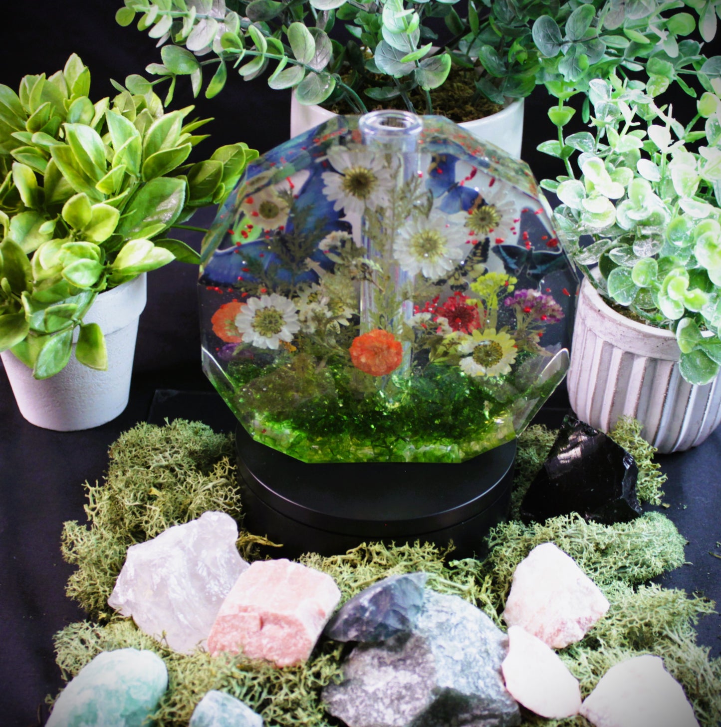 Resin Plant Propagation Station – Floral Crystal Vase for Cuttings – Botanical Decor – Lorewoven Art