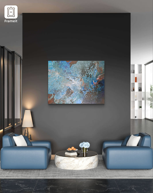 Tide of the Aether – Original 16x11 Abstract Acrylic Painting | Fantasy Fluid Art on Canvas | Cosmic Ocean Earth Wall Decor | Lorewoven Art
