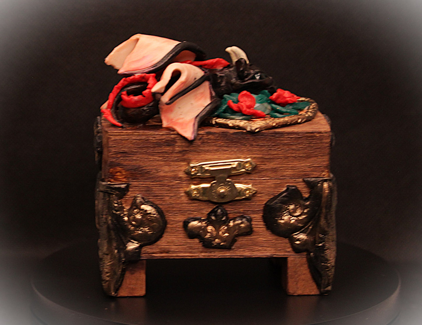 Whimsical Polymer Clay Trinket Box | Hand-Sculpted Mini Chest | Fantasy Jewelry Box | Lorewoven Keepsake
