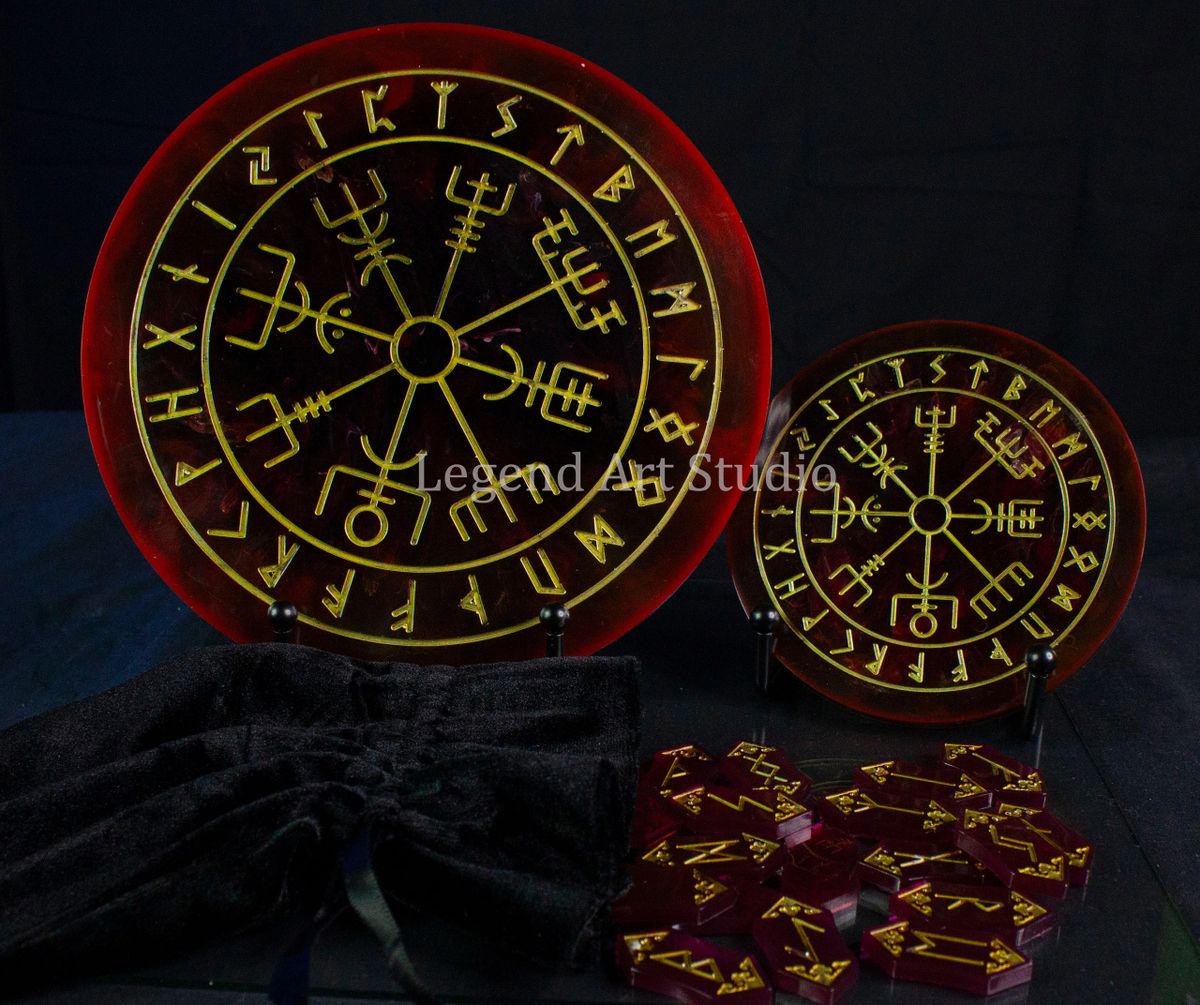 Elder Futhark Rune Divination Set, Full Ritual Bundle, Resin Runes, Divination Board, Velvet Pouch, Lorewoven Art