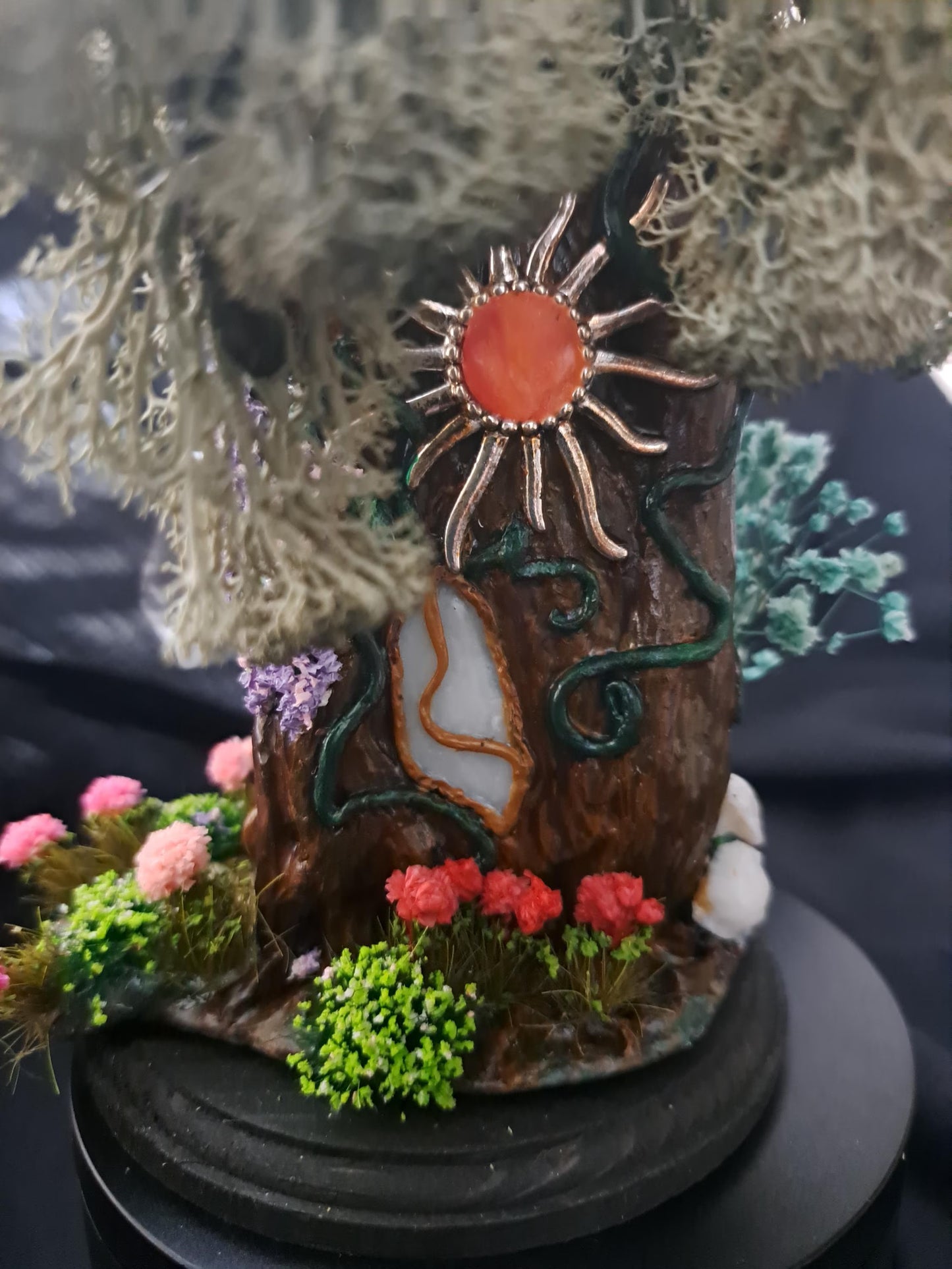 Enchanted Fairy Tree House – Handcrafted Polymer Clay Fantasy Sculpture with Crystals & Florals (9" x 8")