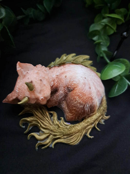Resin Dragon Kitty – Fantasy Creature Figurine, Sleeping Baby Dragon Cat – Lorewoven Oddities