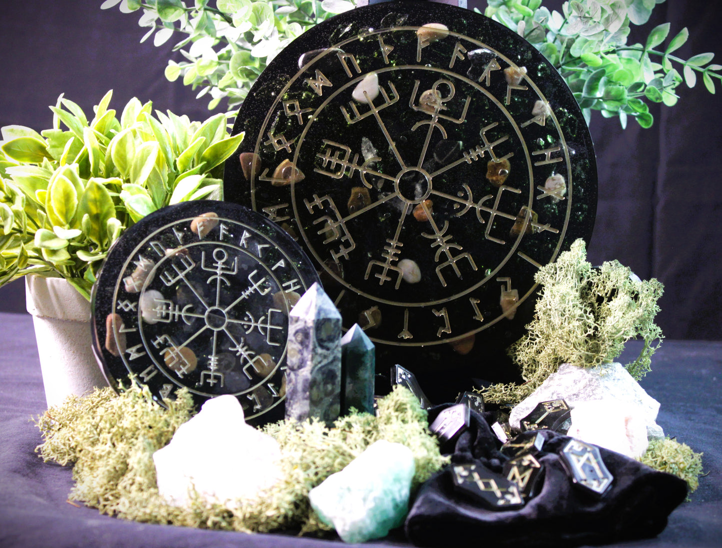 Elder Futhark Rune Divination Set, Full Ritual Bundle, Resin Runes, Divination Board, Velvet Pouch, Lorewoven Art