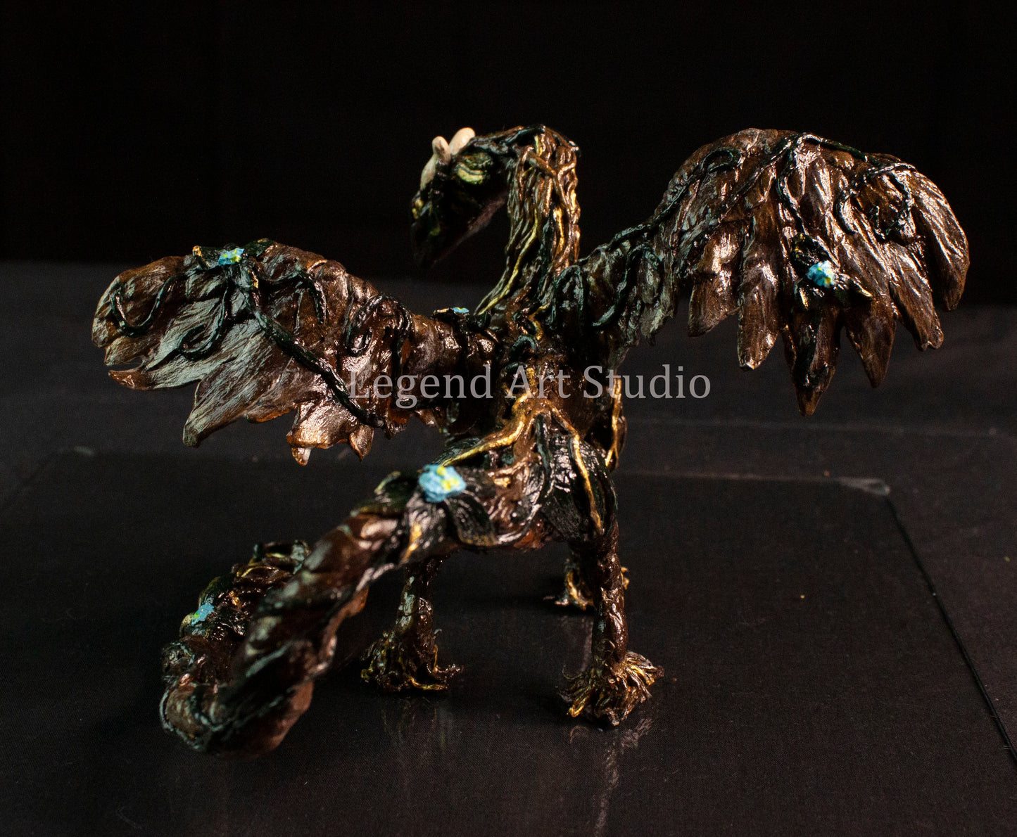 Sarafina – Woodland Dragon Sculpture | OOAK Handsculpted Fantasy Creature by Lorewoven Art