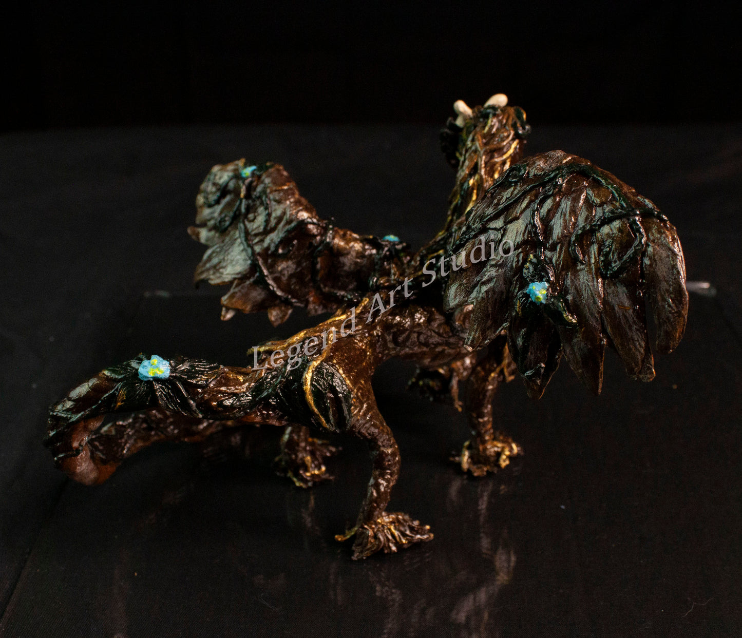 Sarafina – Woodland Dragon Sculpture | OOAK Handsculpted Fantasy Creature by Lorewoven Art