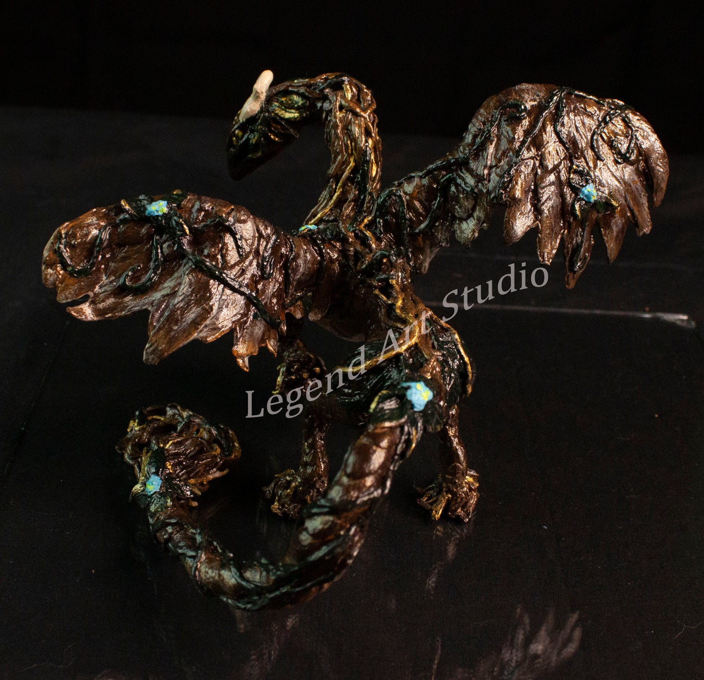 Sarafina – Woodland Dragon Sculpture | OOAK Handsculpted Fantasy Creature by Lorewoven Art