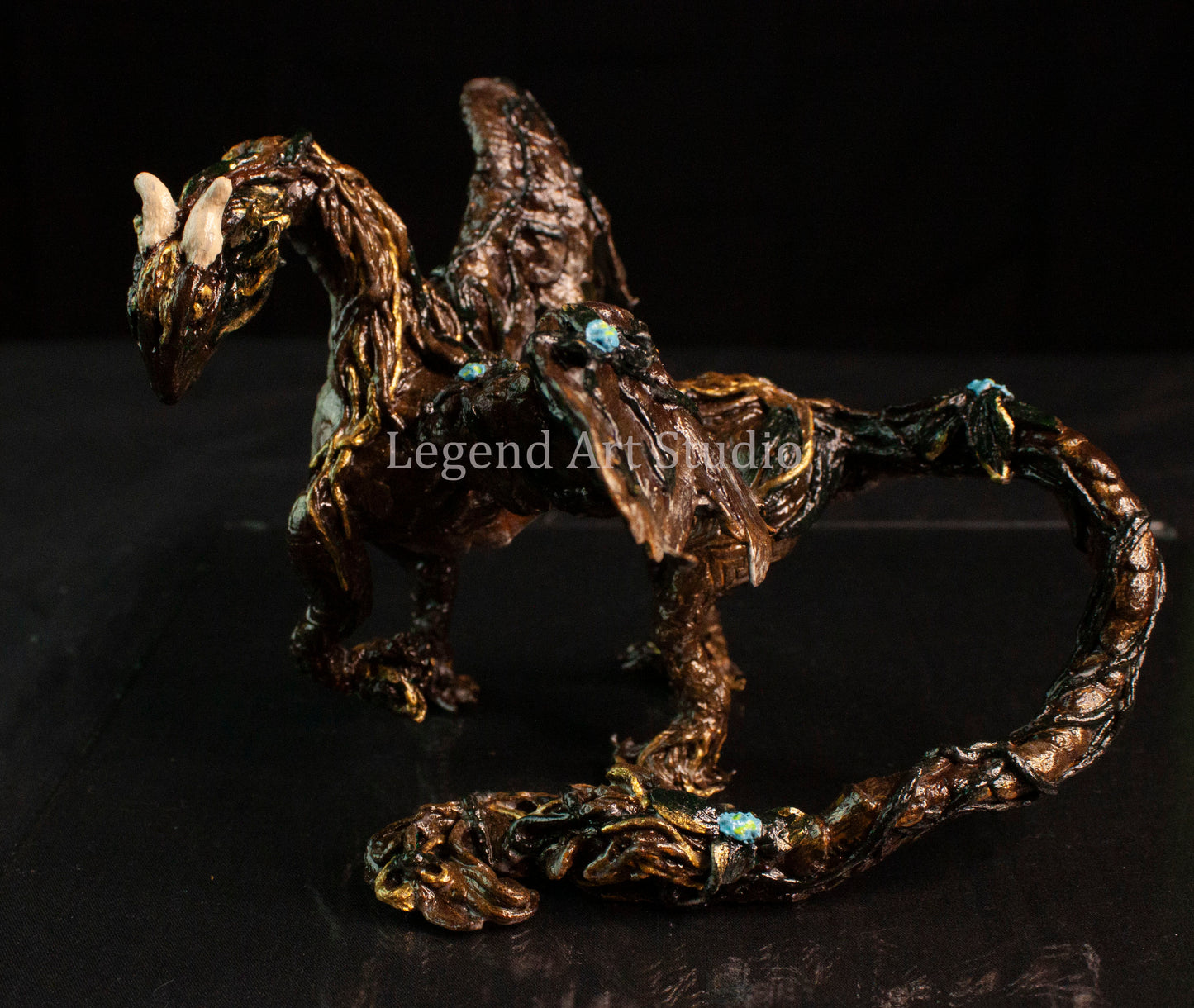 Sarafina – Woodland Dragon Sculpture | OOAK Handsculpted Fantasy Creature by Lorewoven Art