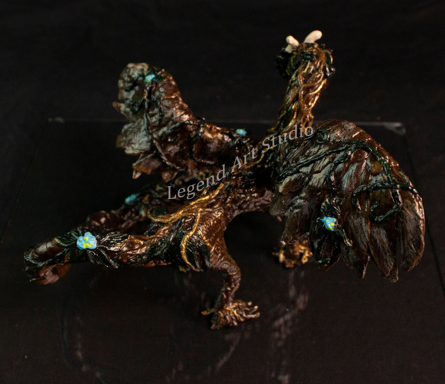 Sarafina – Woodland Dragon Sculpture | OOAK Handsculpted Fantasy Creature by Lorewoven Art