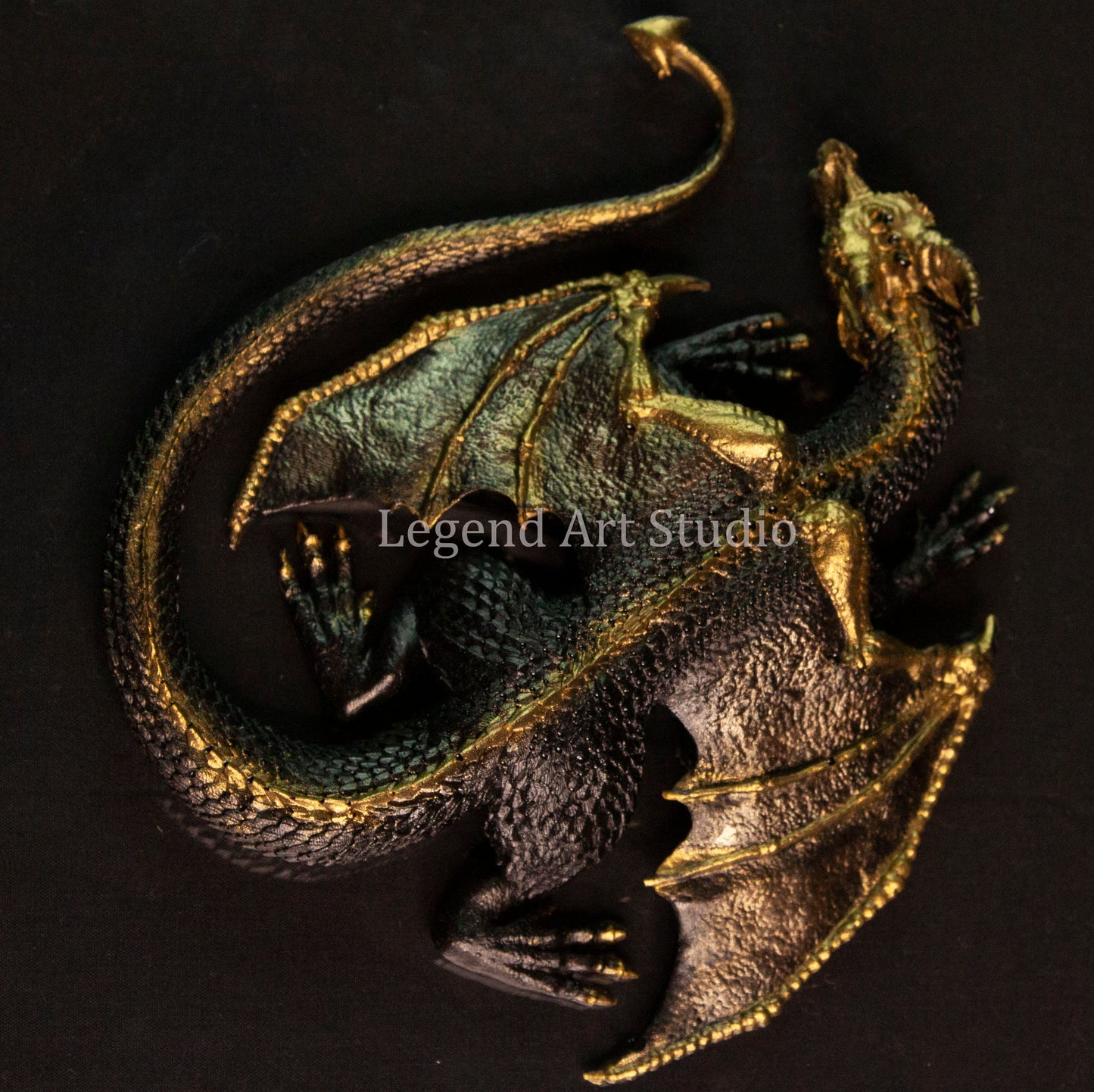 Varkhalon – Sentinel of the Crucible Seal | One-of-a-Kind Resin Dragon Sculpture by Lorewoven Art