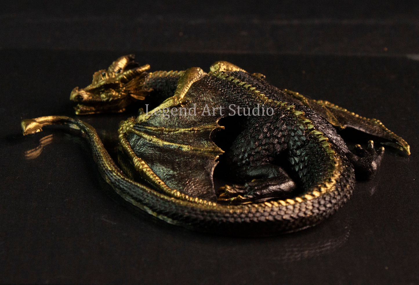 Varkhalon – Sentinel of the Crucible Seal | One-of-a-Kind Resin Dragon Sculpture by Lorewoven Art